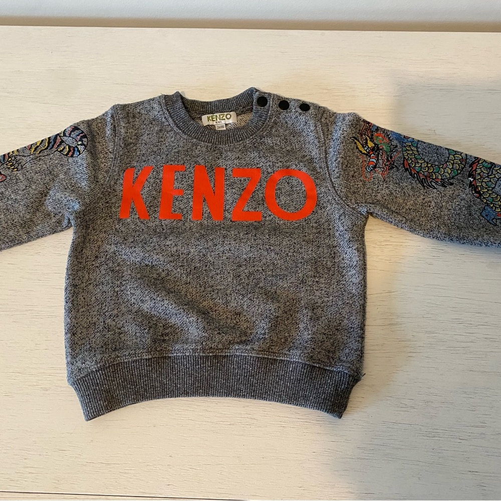 Kenzo Kids Gray Sweatshirt with Vibrant Red Logo